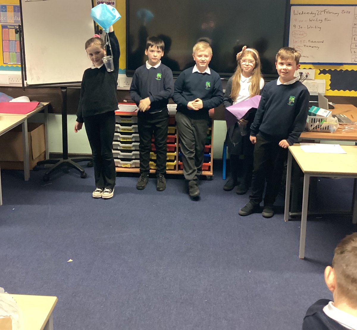 Today P5 learned about air resistance by making parachutes using different materials. P5 measured the impact using different materials had on the length of time it took to drop to the floor