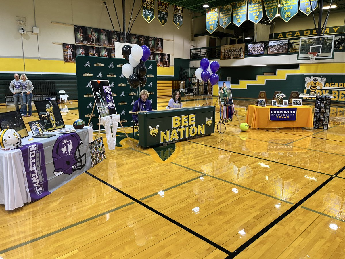 At Academy where cousins Scout Brazeal and Kaylee Alexander, born just two weeks apart, are signing to play football and tennis in college at Tarleton and Concordia Texas, respectively #NSD23