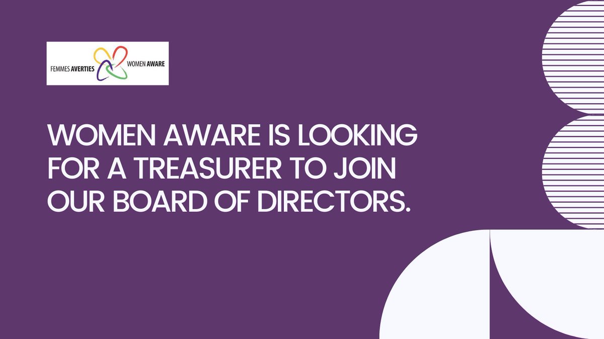 Women Aware, a non profit for Survivors of Intimate Partner Violence, is looking for a treasurer with experience in finance to join our Board of Directors. More info here:
drive.google.com/file/d/1nsFBZf…