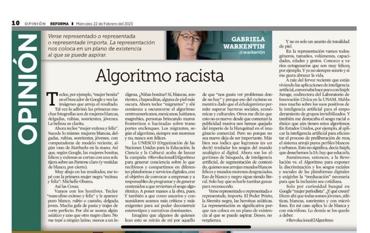 Muchas gracias querida Maestra <a href="/warkentin/">Gabriela Warkentin</a> por escribir sobre este proyecto de <a href="/Racismo_MX/">RacismoMX 🤚🏾</a> <a href="/UNESCOMexico/">UNESCO México</a> y <a href="/bombayagency/">Sidi Mubarak Bombay</a> Abrazo a la distancia.