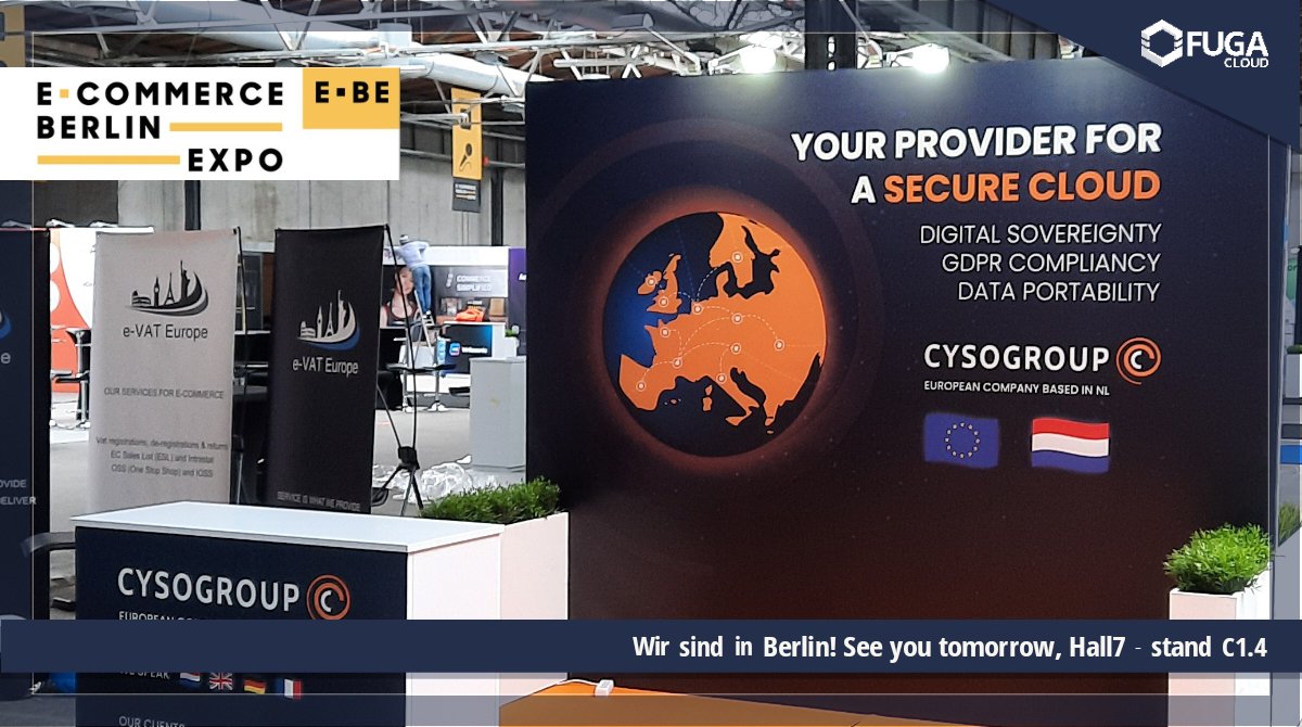FugaCloud's tweet photo. We have arrived! Checked our stand and are ready for tomorrow at #ebe23 with #cyso #fuga #sqr https://t.co/kGAvGTYxsP
