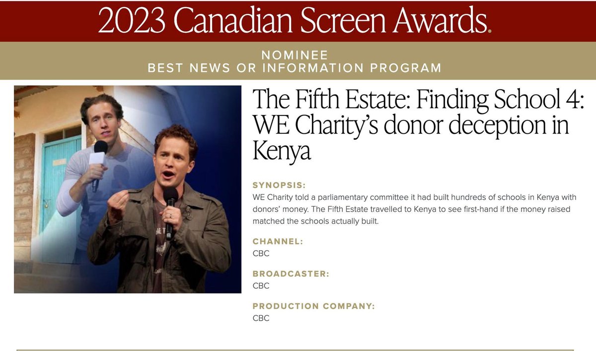 Very cool to get this nod. Congrats to the whole team behind this <a href="/cbcfifth/">The Fifth Estate</a> documentary. <a href="/HarveyCashore/">Harvey Cashore</a> <a href="/cbcmarkkelley/">Mark Kelley</a> <a href="/GabeOatley/">Gabe Oatley</a> <a href="/allyaDavidson/">Allya Davidson</a> <a href="/swaindiana/">Diana Swain</a>