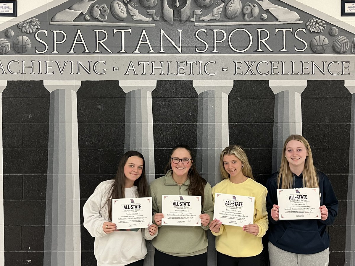 Sydney, Phoebe, Riley, and Landry received their academic all-state certificates today! #BigBrain