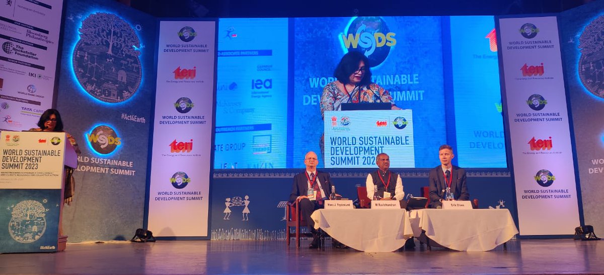 Dr M Ravichandran, Secretary, MoES and Mr Hans Jacob Frydenlund, Ambassador of Norway to India addressed the session on 'Sustainable #Ocean Management for People and Planet' at World Sustainable Development Summit 2023 at India Habitat Centre. #WSDS2023 #Act4Earth #G20India