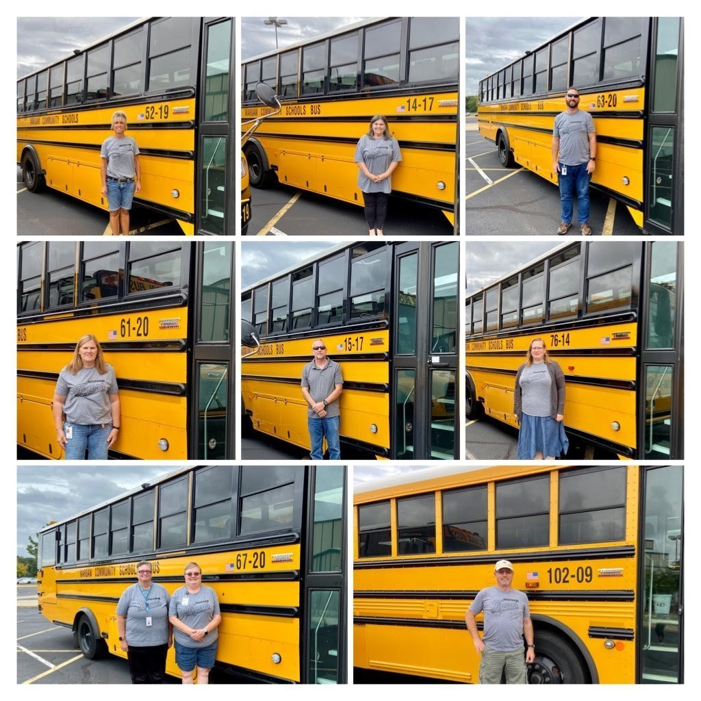 WCS_Madison's tweet photo. Today, on National School Bus Driver Appreciation Day, we want to take a moment to thank our drivers for all of their hard work. We are grateful for you today and EVERY day!  

Here are some of the drivers that we are thankful for!  #WCSmission #TogetherWeAreWARSAW https://t.co/miTF752ZIM