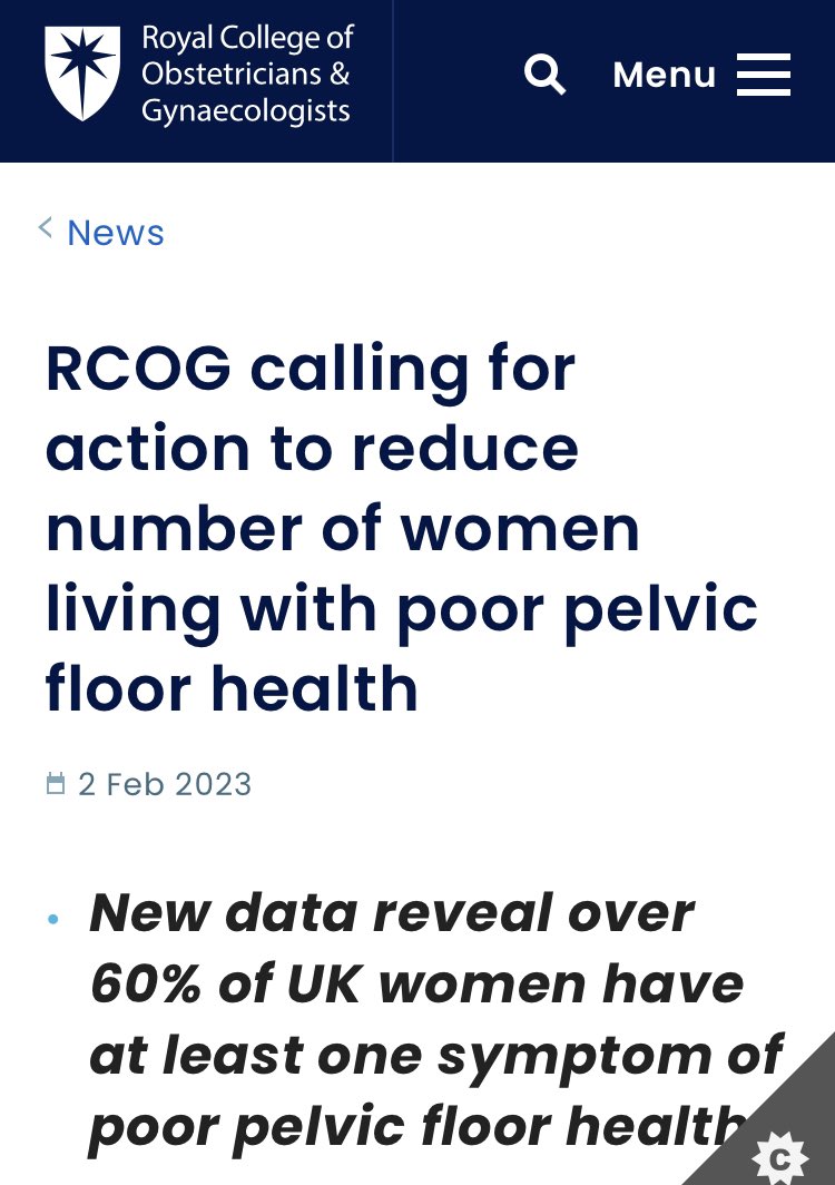 Following the <a href="/RCObsGyn/">RoyalCollegeObsGyn</a> policy position statement earlier this year a survey of 2000 UK women found 60% of women have at least 1 symptom of pelvic floor muscle dysfunction 💦 and that 55% of women do not currently do/ have never done pelvic floor training 😯
