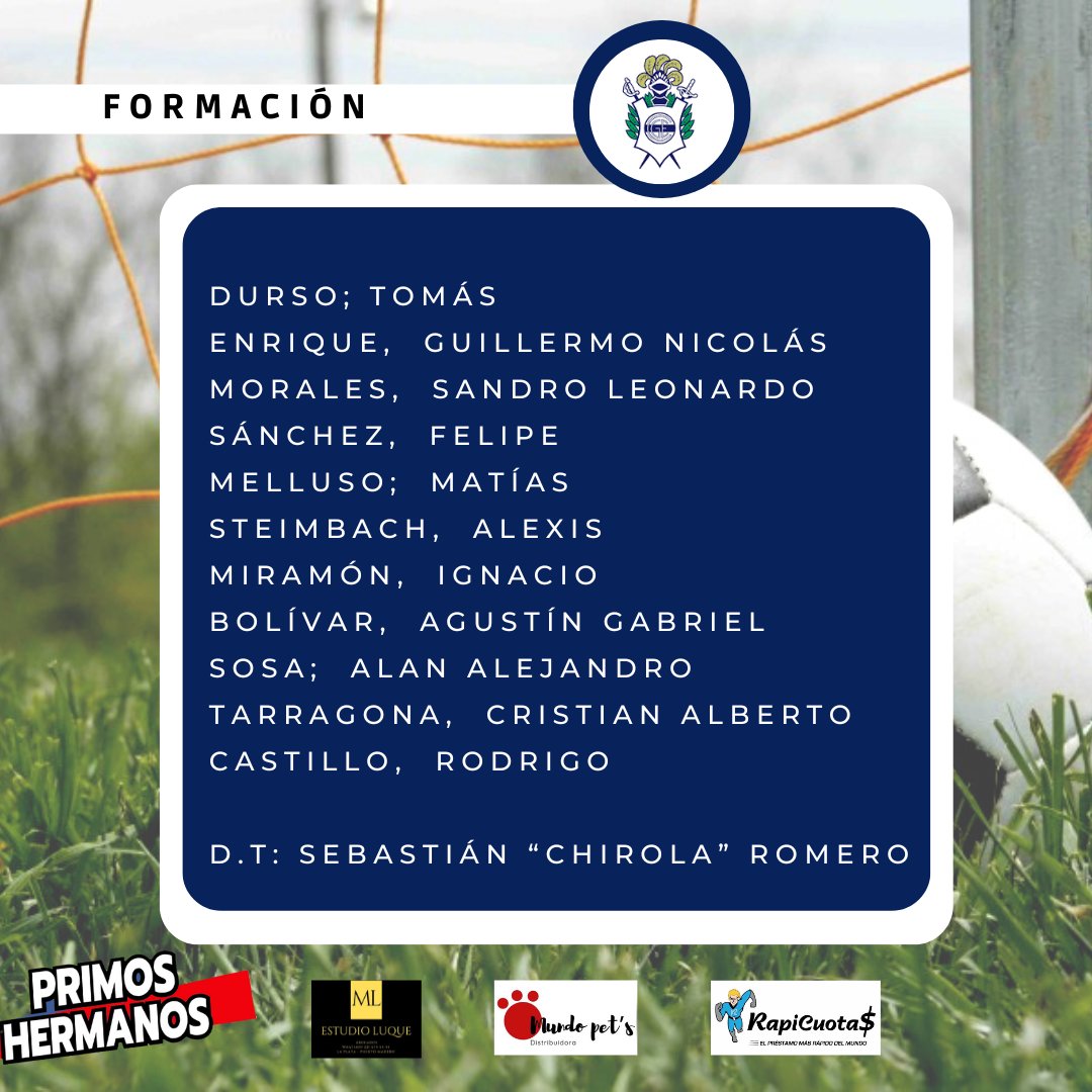 Así formará esta tarde el Equipo del Lobo  frente a Excursionistas en el Estadio:Estadio Norberto "Tito" Tomaghello  a las 17hs ⚽️

<a href="/facuache/">Facundo Ache</a> 🎙🔵⚪️

#primoshermanosradio #lobo #gelp #excursionistas #copaargentina #futbolargentino #radio <a href="/EstudioLuque/">Estudio Luque Abogados</a>