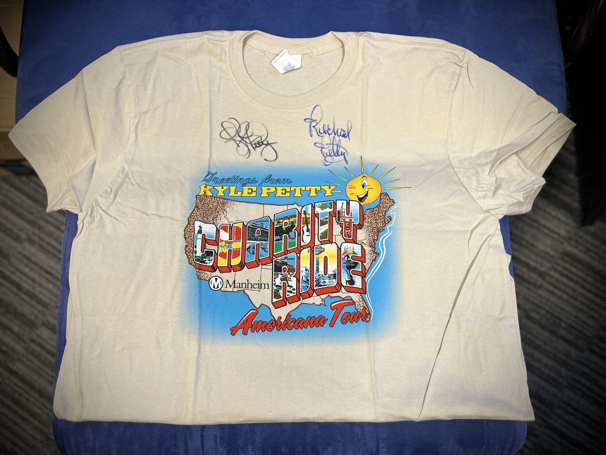 ENTER TO WIN! ✨ I’ve got one Size XL #KPCharityRide t-shirt autographed by me and my dad <a href="/therichardpetty/">Richard Petty</a> to gift to one lucky winner! Here’s how to enter to win… 👇

1. FOLLOW <a href="/KPCharityRide/">KylePettyCharityRide</a> 
2. RT this post 

Winner will be randomly selected tomorrow, February 23 @ NOON EST!
