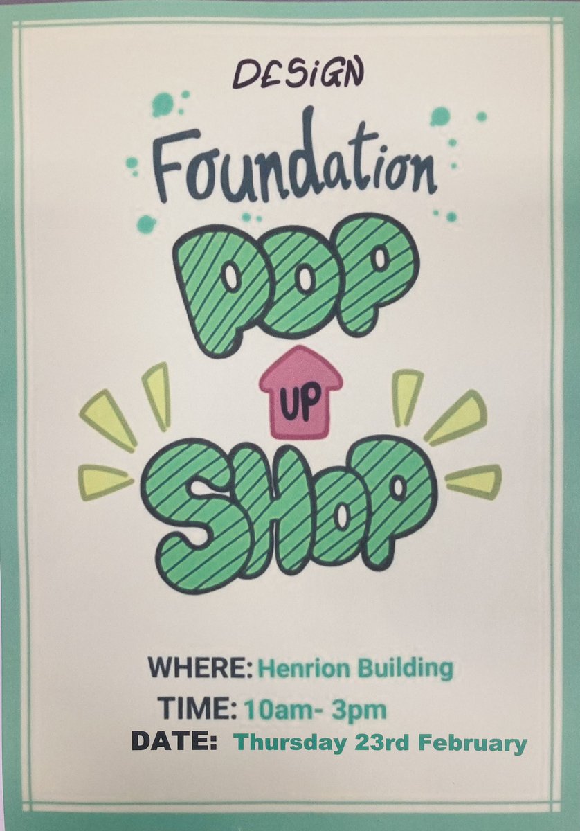 StaffsFoundatio's tweet photo. Design Foundation @staffsuni_dta are having two pop up shops this week. Henrion Gallery Pop-up Space. Please support them. https://t.co/Oo7PP2iLfu