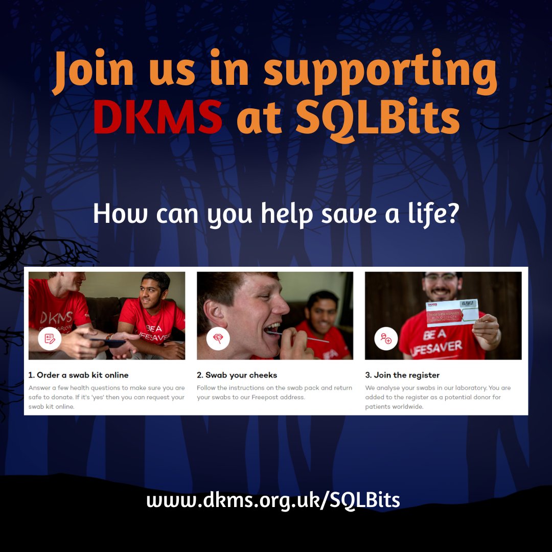 SQLBits's tweet photo. ❤️@DKMS_uk will have a presence at #SQLBits2023 as we want to help delete blood cancer too.
Over 100,000 second chances at life have been provided by DKMS. Let's make this more.
Sign up as a donor and get a swab kit today❤️
https://t.co/ZgRPRciI18
#TeamDKMS #Team10Million https://t.co/u45fhrrQx5