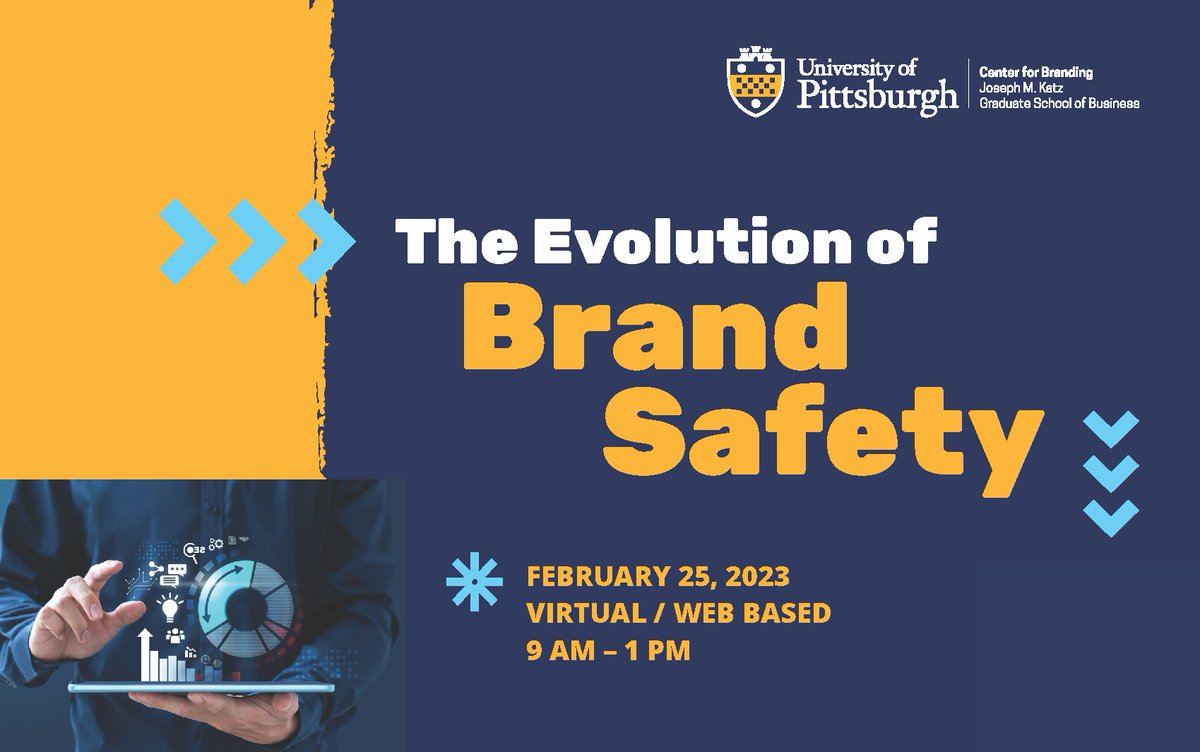 This is your last chance to sign up for the Center for Branding’s Brand Safety Workshop! The workshop is scheduled for Feb. 25 from 9 a.m. to 1 p.m. and is a hybrid workshop (online + in-person in Mervis Hall). Register now: business.pitt.edu/events/evoluti…