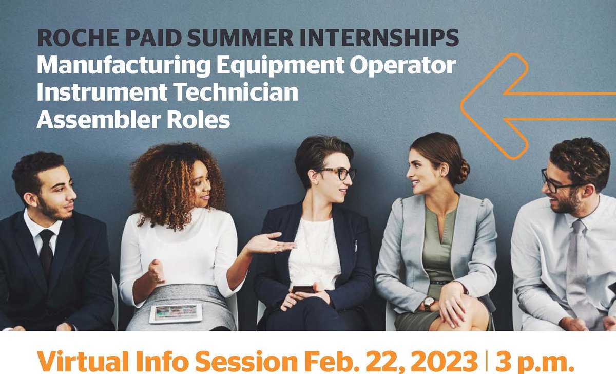 pimatweets's tweet image. Roche's paid summer internships are excellent opportunities for #pimacommunitycollege students. Learn more during the virtual info session today at 3 pm. Join online ow.ly/rvS350MUNFG or call 646-627-9838 PIN: 643034128. 
#paidinternship #pimaccworkforce #roche