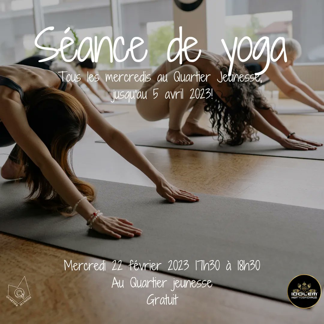 Envie de prendre un petit moment pour toi? 🙏🏼

Profites-en, le Quartier jeunesse reçoit Idolem tous les mercredis! 

Viens relaxer avec nous dans un environnement zen et sécurisant. ✨ 

Rendez-vous tout à l'heure, dès 17h30 📍

Pour t'inscrire 👇🏽
eventbrite.ca/e/billets-yoga…