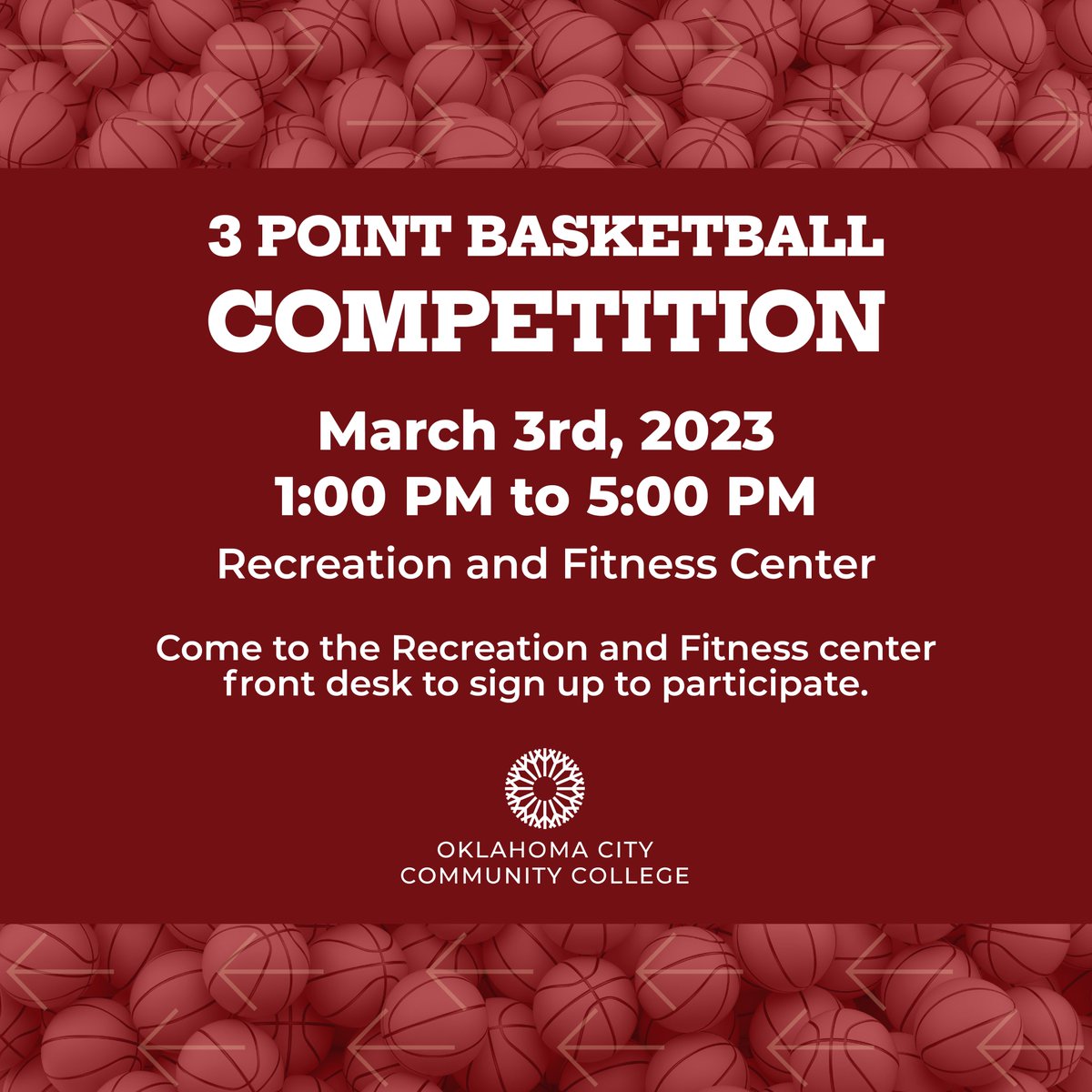 OTripleC's tweet photo. Shoot to score! Join us for the 3-point basketball competition next Friday! #OCCC #WellnessWednesday #hoopstar https://t.co/hWpVUL7FYn