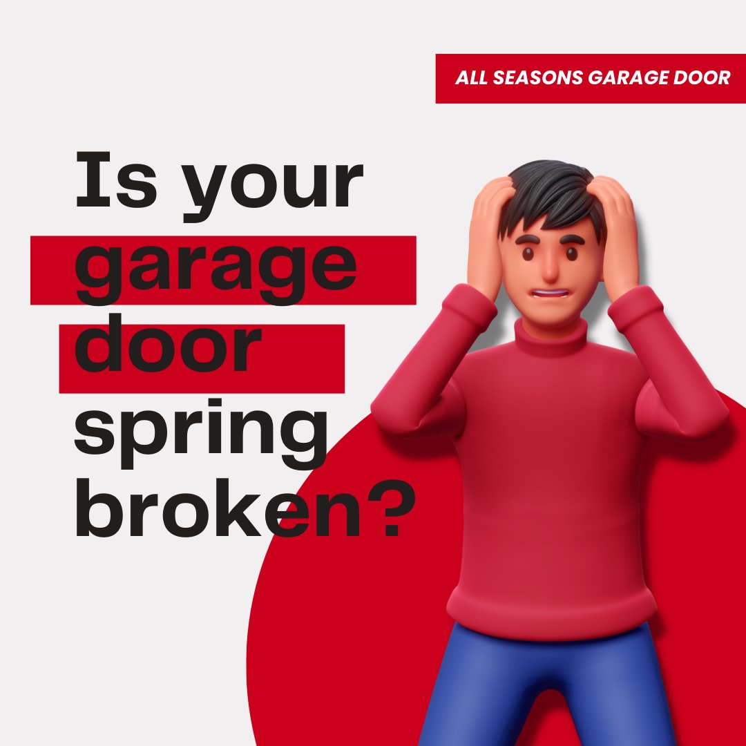 allseasons_door's tweet photo. Is your garage door giving you a hard time? Don't let a broken spring ruin your day. Contact us now to get your garage door up and running quickly! 👍👍👍 #GarageDoorProblems #BrokenSpring #ExpertRepairs https://t.co/kCA7awZGhT