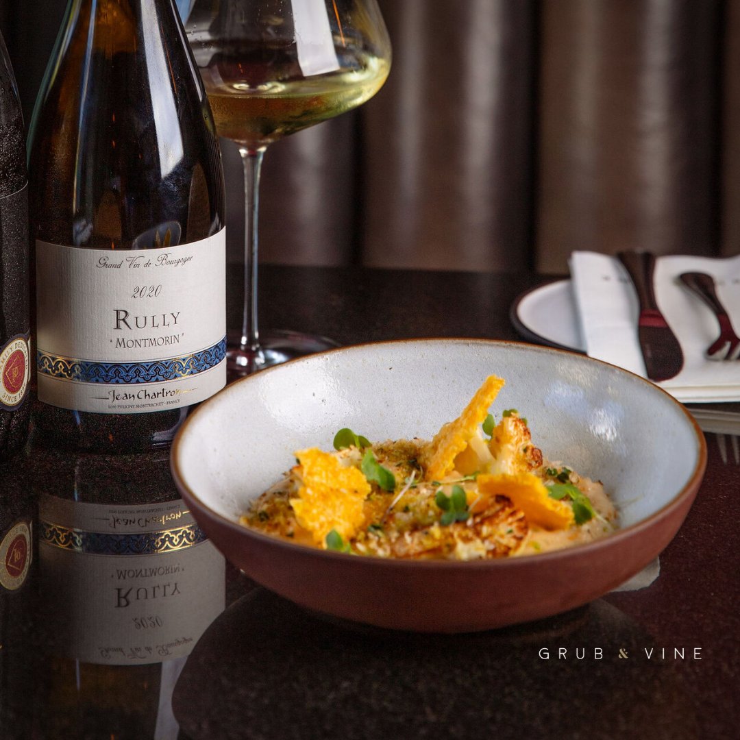 MENU DU JOUR 

Cauliflower Risotto, Pan Fried Cauliflower Florets, Parmesan, Garlic &amp; Parsley Crumb
Choose between Canapés &amp; 2 Courses for R450 or Canapés &amp; 3 Courses for R650. 

We're open from Monday to Saturday. Join us! 

Book via the link &gt; grubandvine.co.za/welcome/