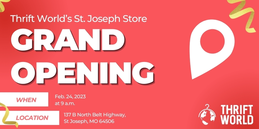 Set your alarms because our St. Joseph store’s Grand Opening is this Friday at 9 a.m. Join us at 137 B North Belt Highway. For more info, check out our press release.

bit.ly/3Qtsd0S  

#GrandStoreOpening #Thrift