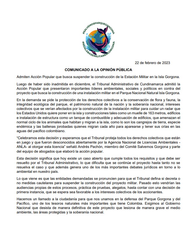 Comité Salvemos Gorgona tweet media