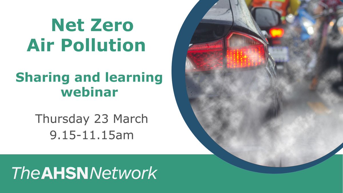 Join us on the next @AHSNNetwork 
#NetZeroNHS Air Pollution Webinar hosted by @PeteWaddingham  to hear about the implementation of the Clean Air Framework, and find out more about #Roadvent and other innovative solutions to address air pollution and Net Zero.
