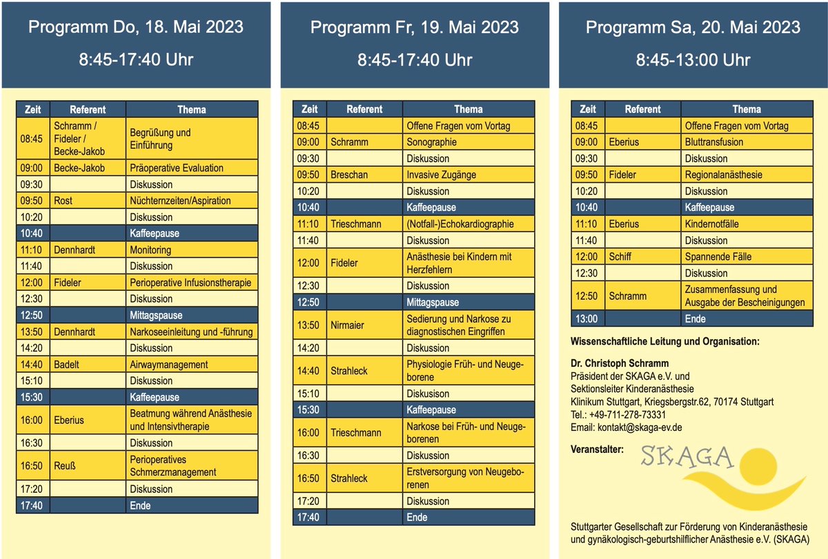 stups0711's tweet image. Jetzt anmelden! Repetitorium #Kinderanästhesie - 2023 wieder in Präsenz in Stimpfach-Rechenberg! skaga-ev.de 
@KlinikumStutt #SKAGA #Kindernotfall #Workshops