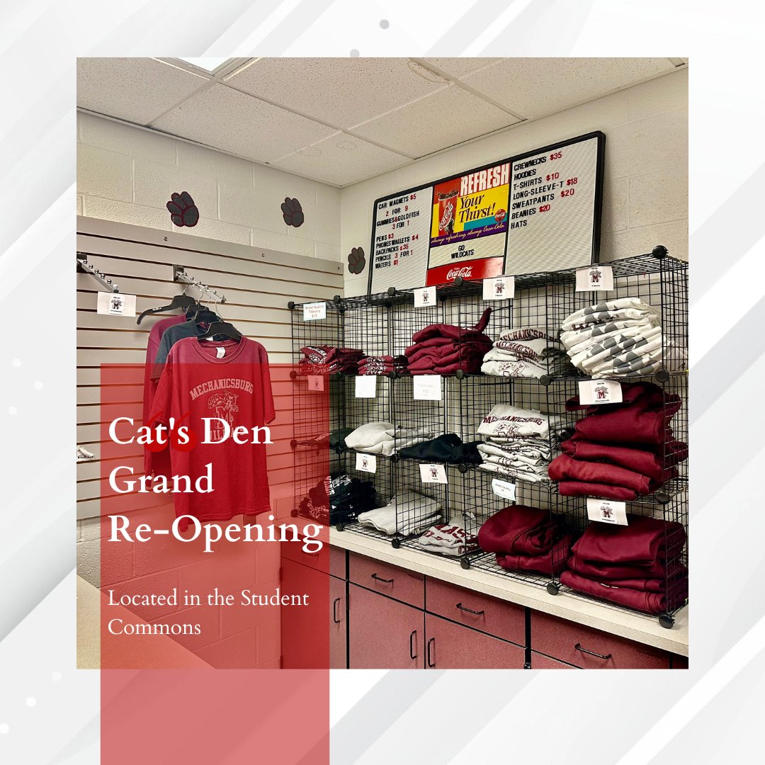 MashCatsDen's tweet photo. The Cats Den is open! Hours will be posted on Instagram. Come shop and show off your Wildcat pride!🐾 https://t.co/OQmZkqtoiK