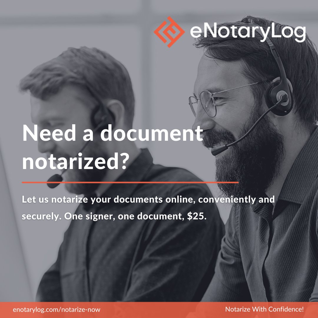 eNotaryLog notarizes your document online, conveniently, and securely. One signer, one document, $25 – get started today! hubs.la/Q01Br5vH0 

#enotarylog #notarizewithconfidence #remoteonlinenotarization #notaryservice #remoteonlinenotary #customerexperience