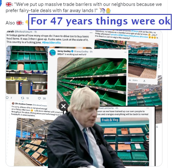 for 47 years all was ok  in EU, then  Britain's Biggest Liar  brought insanity  and  Broke Britain with his Brexshit.