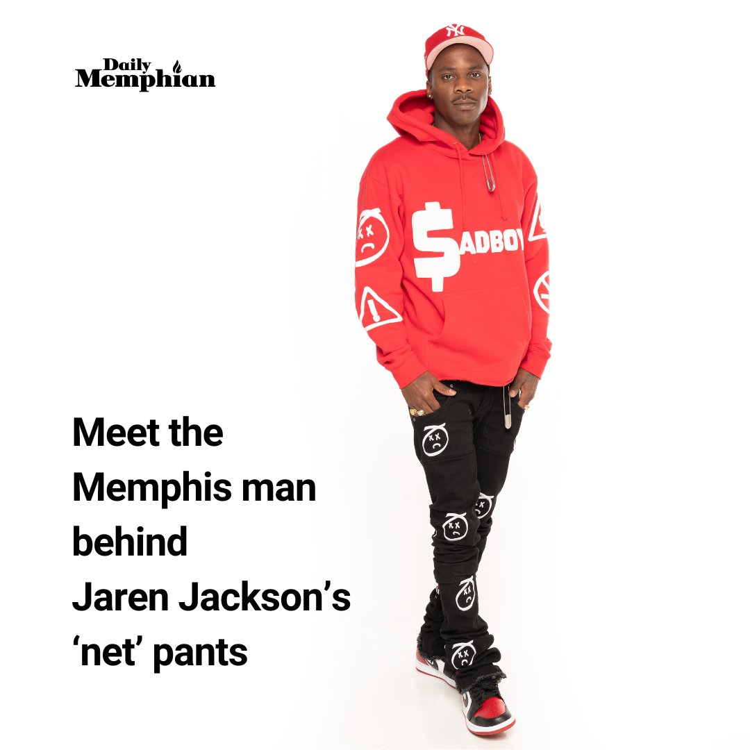DailyMemphian's tweet photo. Who designed Jaren Jackson Jr's "knot" sweatpants that set Twitter afire?⁠ Memphian Charlie "Chaz Anthony" Powell - founder and owner of clothing brand, Don’t Let Mom Find Out. Get to know Powell here: https://t.co/d4vfoPPTZ8

Story by @JasmineMcC_ | @jarenjacksonjr #NetPants https://t.co/uToBaSsvYz