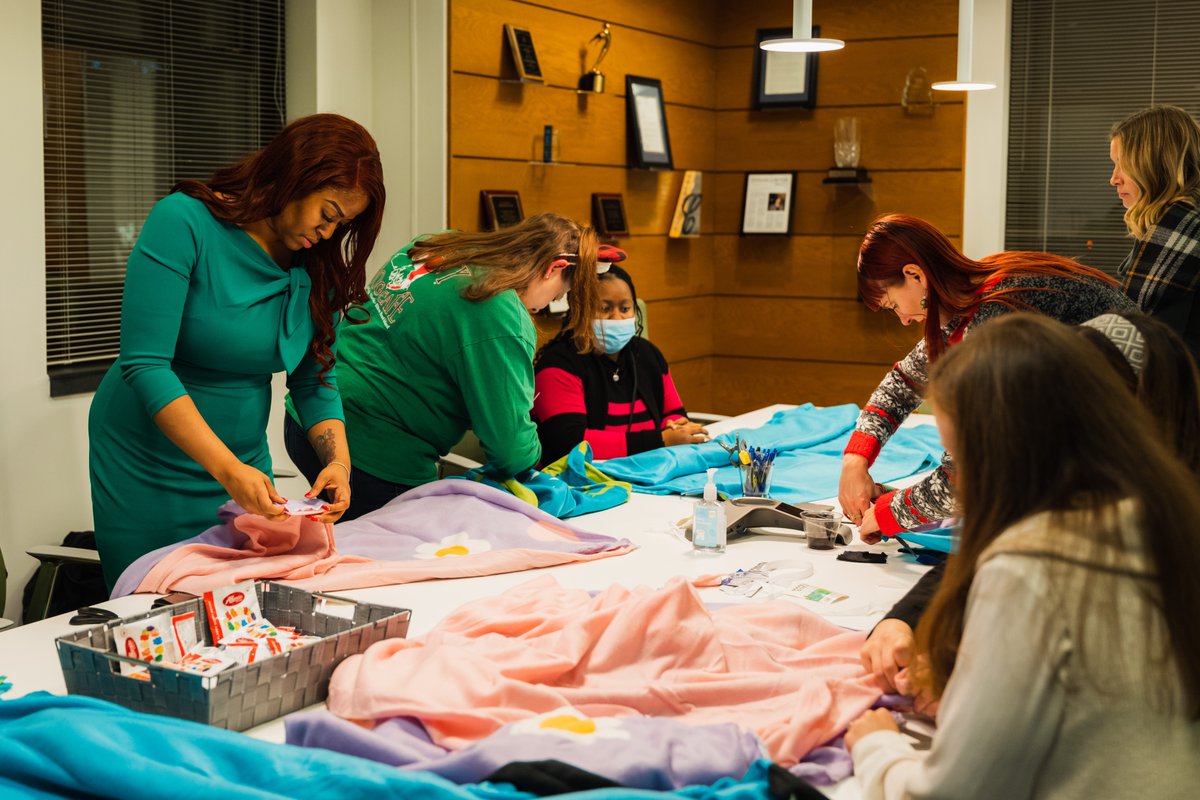 Many teenagers in foster care risk being homeless or unemployed after they age out of care. JLI is committing its efforts to community orgs  which help all foster &amp; kinship youth succeed. Recently, our members made blankets for comfort kits distributed to foster youth. #JLIndy