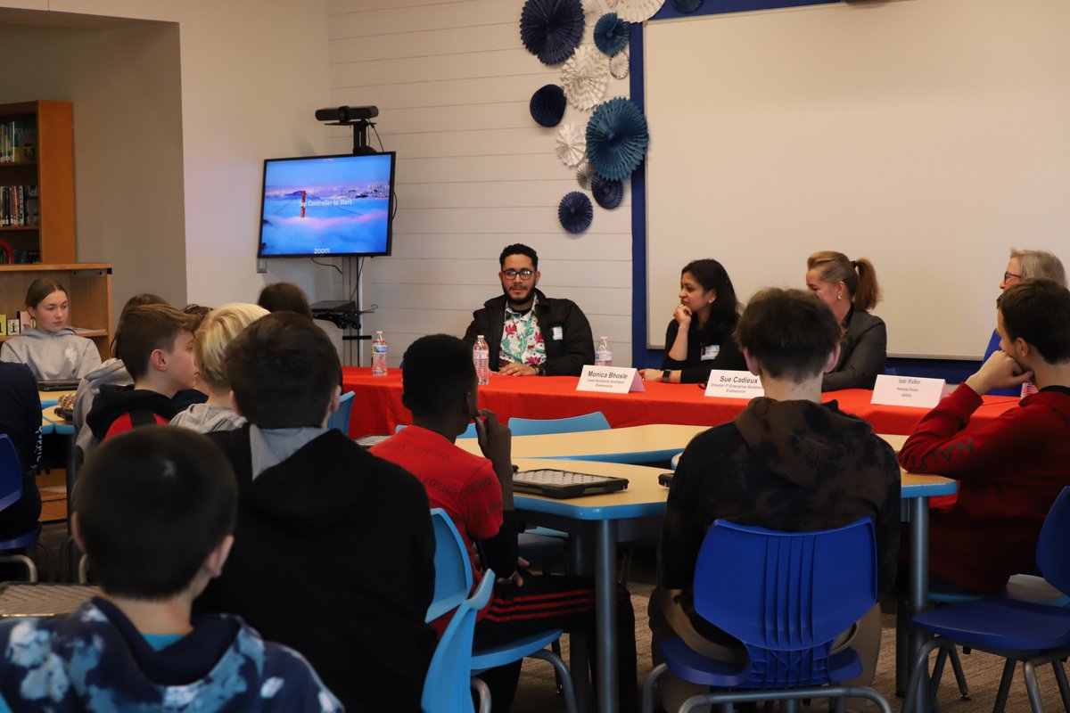 mcgeespartans's tweet photo. This past Wednesday, 8th graders were able to attend a Computer Science 💻 &amp; IT 📱 Career Panel where they heard from BHS staff, a CCSU student, and professionals from Eversource &amp; UNAPEN about what it's like to take classes and work in IT. Thank you to all our panelists! https://t.co/nOaVG2qkwv