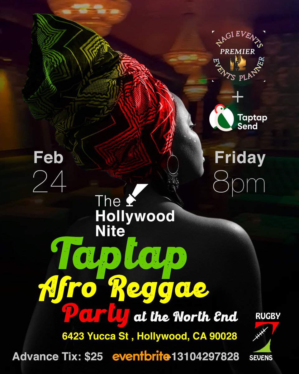 FancyNancyInc's tweet photo. ‼️TWO DAYS TO GO‼️
Kick off the BIGGEST rugby weekend of the year in LA!!!

📍 Venue: The North End, Hollywood, 6423 Yucca Street
🕒 Time: 8pm Fri, Feb 24th
🎫Advance Tix: $25

➡️ Book Now 🔗 https://t.co/nT4bRztWpQ

#reggaemusic #reggaeevent #TapTapSend #reggaevibes #rugbysevens https://t.co/OxB6cUaPeX