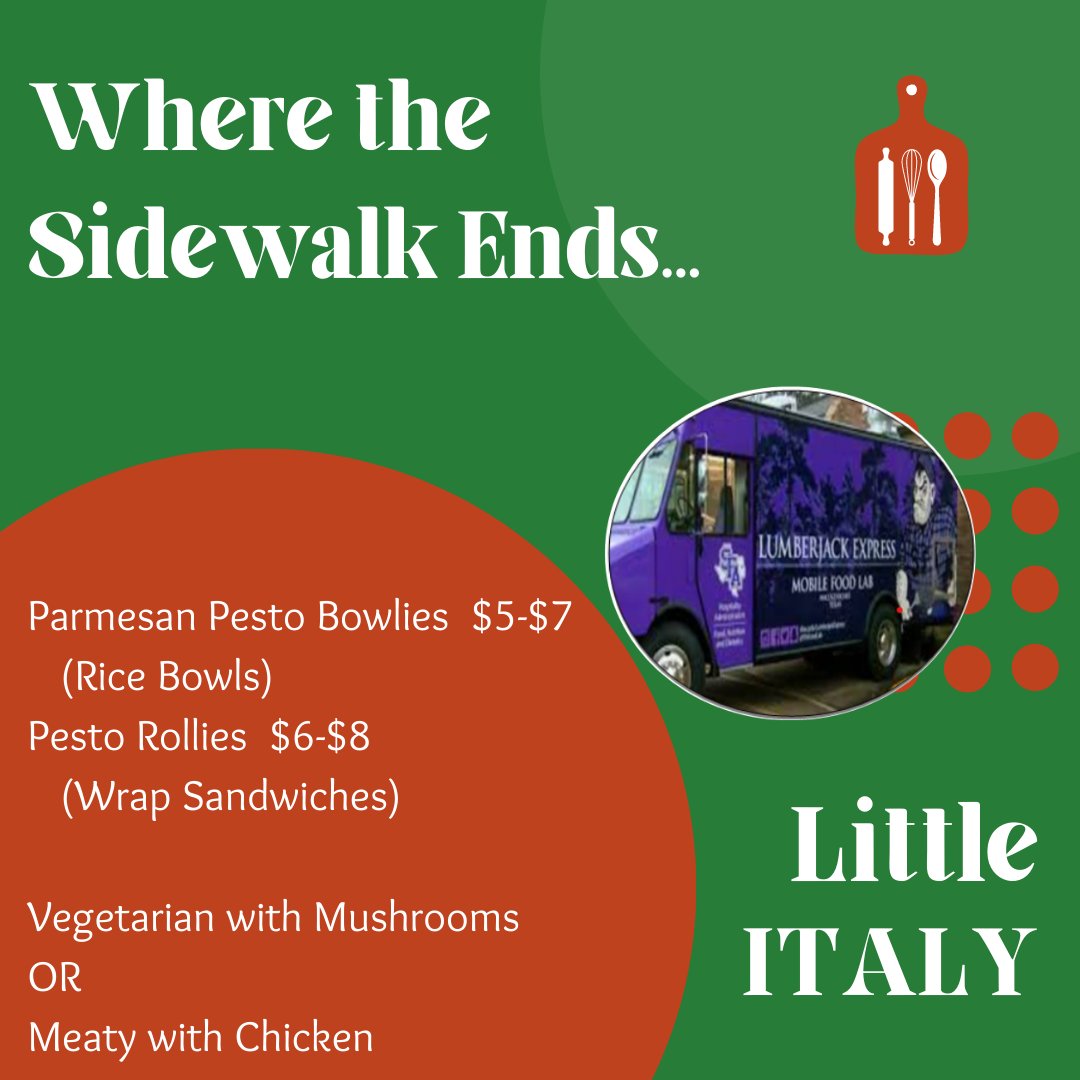 We are excited to serve you TODAY!
Find us "Where the Sidewalk Ends" between HPE and STEM from 11-12:30 (or until sellout).