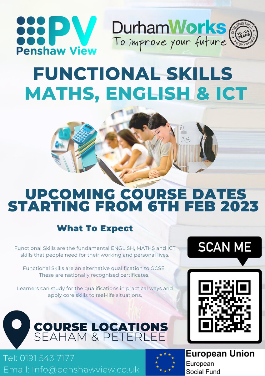 Want to improve your English, Maths, or ICT skills? 📚➗🖥️

@PenshawView_ can help you gain a Functional Skills qualification with various flexible online learning tools.

🌟 It's not too late to get involved!

📞 Call 0191 543 7177

⌨️ Or Email info@penshawview.co.uk