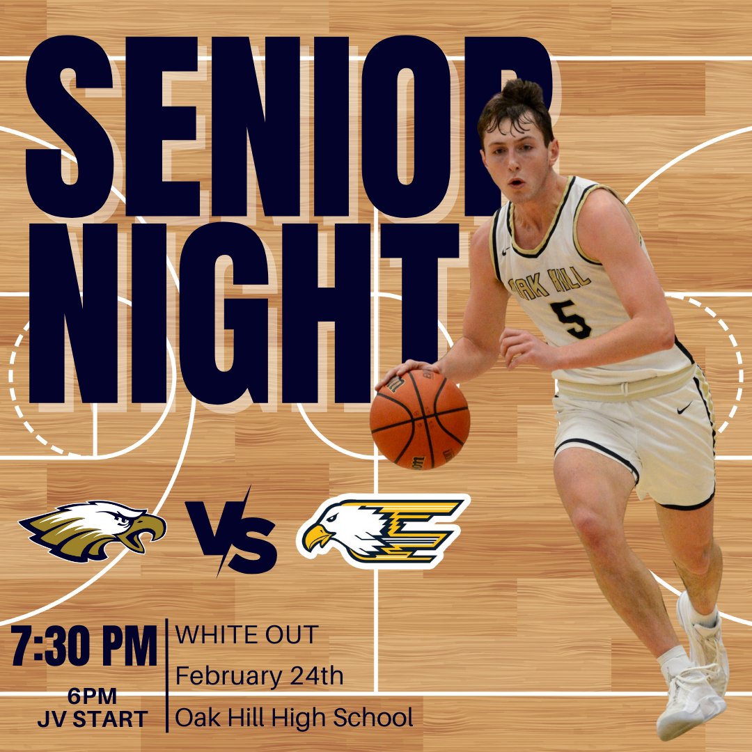 Erin Dean MS, LAT, ATC (@erinde_ohhs) on Twitter photo 📅 This Friday 2/24
🕢 7:30pm - JV at 6pm
📍The Nest
🆚 <a href="/DeltaEagles_/">𝗗𝗘𝗟𝗧𝗔 𝗔𝗧𝗛𝗟𝗘𝗧𝗜𝗖𝗦</a>
#WhiteOut ⚪⚪⚪
Where white and come out and support <a href="/OakHill_Bball/">OHHS Boys Basketball</a> as they finish out the regular season! 📅 This Friday 2/24
🕢 7:30pm - JV at 6pm
📍The Nest
🆚 <a href="/DeltaEagles_/">𝗗𝗘𝗟𝗧𝗔 𝗔𝗧𝗛𝗟𝗘𝗧𝗜𝗖𝗦</a>
#WhiteOut ⚪⚪⚪
Where white and come out and support <a href="/OakHill_Bball/">OHHS Boys Basketball</a> as they finish out the regular season!