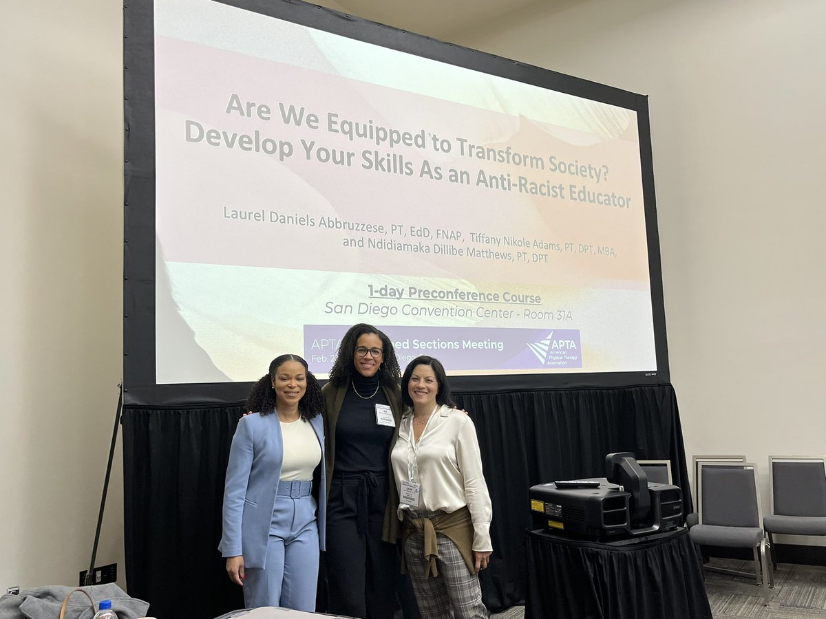 #dptfaculty <a href="/TiffanyDPT/">Dupont Tiffany</a> <a href="/DukeOrtho/">Duke Orthopaedics</a> <a href="/APTAofNC/">APTAofNC</a> presenting <a href="/APTA_AcadPTEd/">Academy of Physical Therapy Education</a> precon “Are We Equipped to Transform Society? Develop Your Skills As an Anti-Racist Educator” in San Diego Convention Center Room 31A <a href="/APTAcsm/">#APTACSM</a> #DukeatCSM #APTANCatCSM