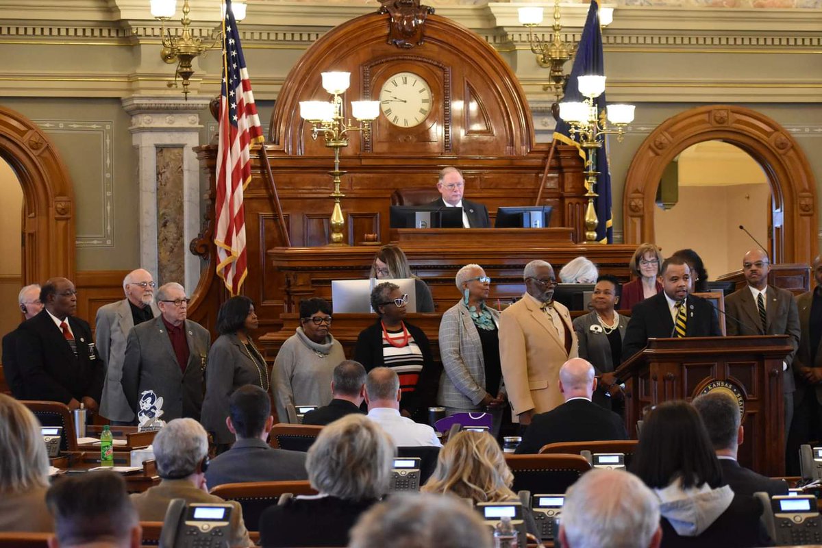 This morning, our first action was to honor Foster Chisholm for being both the first African-American and the longest serving Seargant-at-Arms in the Kansas House of Representatives.

Thank you for all you do for the House and for bringing honor to your post every day.

#ksleg