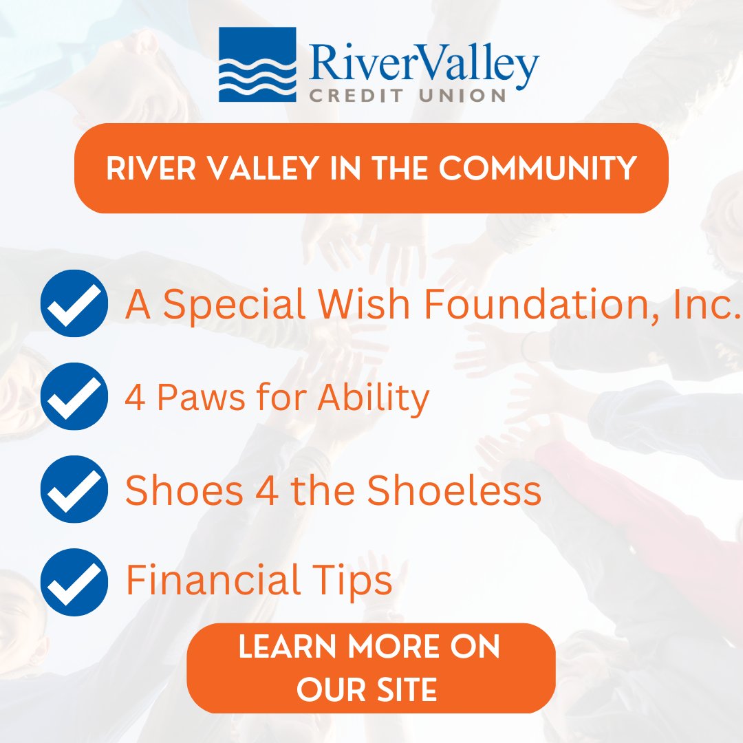 Rivervalleycu's tweet photo. River Valley is proud to support these local charities! Learn more about them at https://t.co/XmBB8x1M2v. https://t.co/TNlP4iiObz