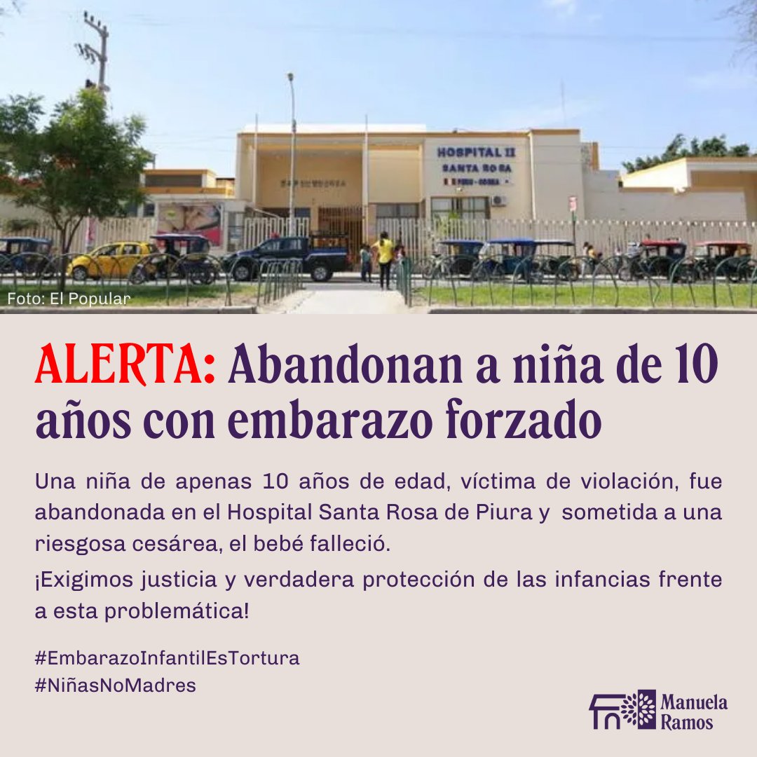 En Perú, el aborto terapéutico es legal desde 1924, es indispensable su aplicación en casos de niñas víctimas de violación para proteger su vida e integridad, previniendo el avance a situaciones como esta. La inacción del estado violenta.
#EmbarazoInfantilEsTortura #NiñasNoMadres