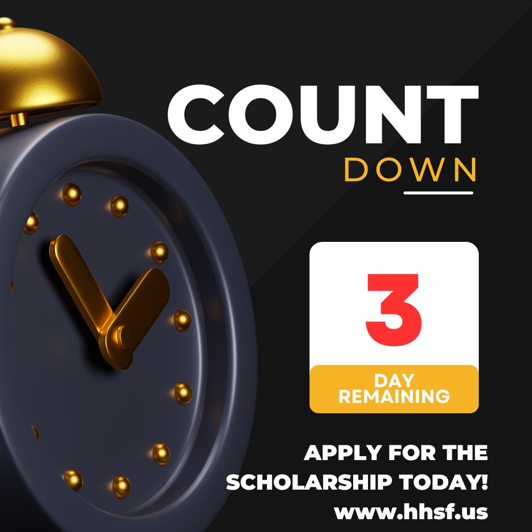 Time is running out...Apply for the scholarship to go to college today.
🎓🎓🎓

#college #students #scholarships #HHSF #centralflorida #nonprofit
#collegeapplications #scholarshipopportunities