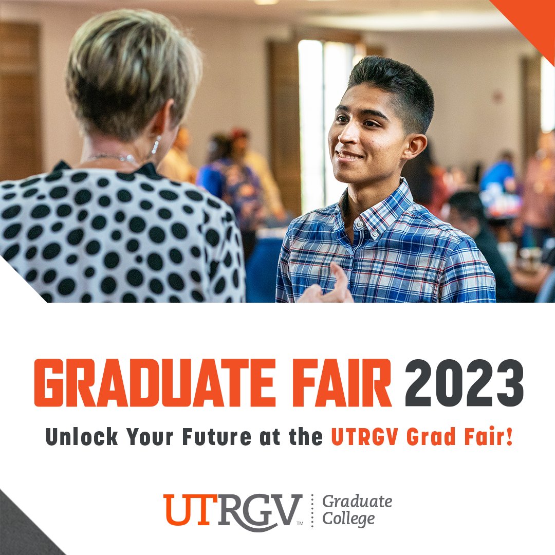 The UTRGV Grad Fair is our biggest event of the year!! Register today!! Edinburg: Thursday, March 9, 2023, from 4-7 PM CST bit.ly/3koctRp Brownsville: Thursday, March 23, 2023, from 4-7 PM CST bit.ly/3YWuB3O