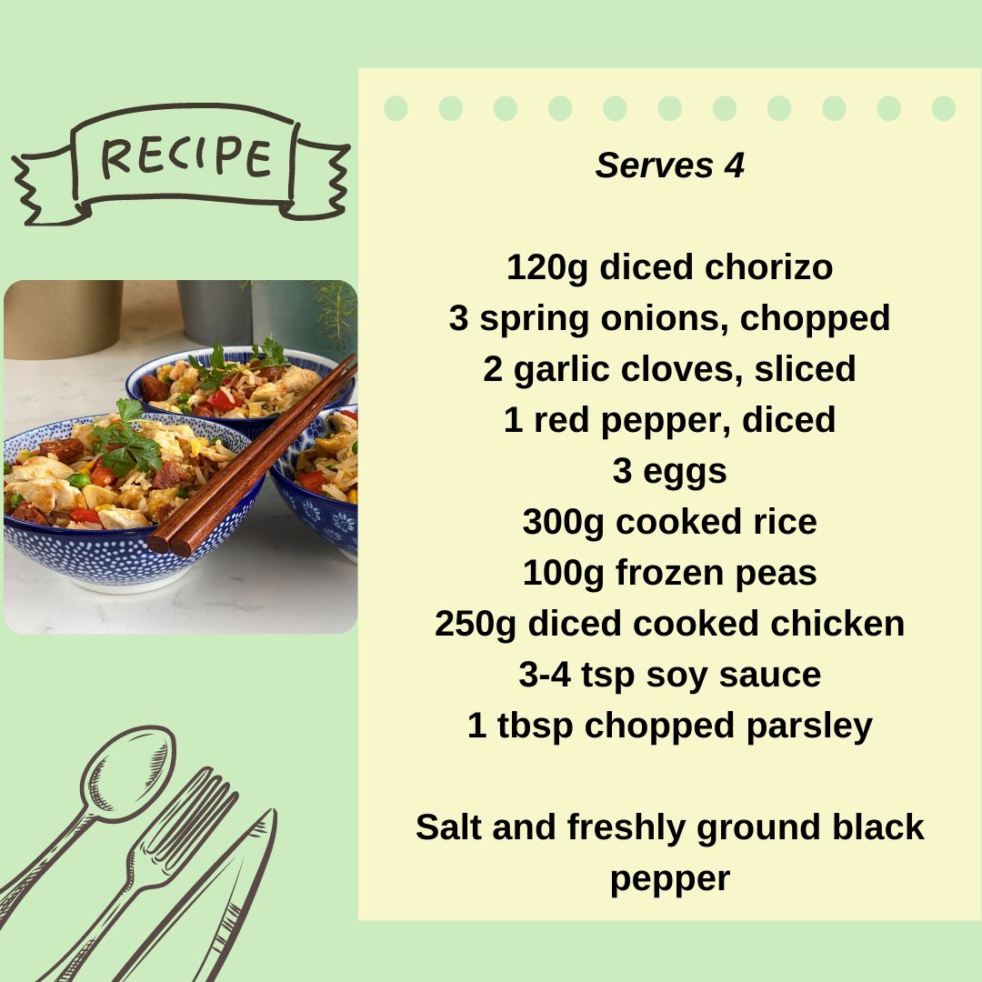BallyknockenHCS's tweet image. Try this delicious, healthy and super easy dinner! Chicken &amp;amp; Chorizo with Egg Fried Rice 😋

A beautiful dish from Ballyknocken Cookery School 🙌

#easycooking #cookingrecipes #familyrecipe #quickmeals #nutrition #highprotein #simplerecipes #freshfood #family #lowcalorie #meal