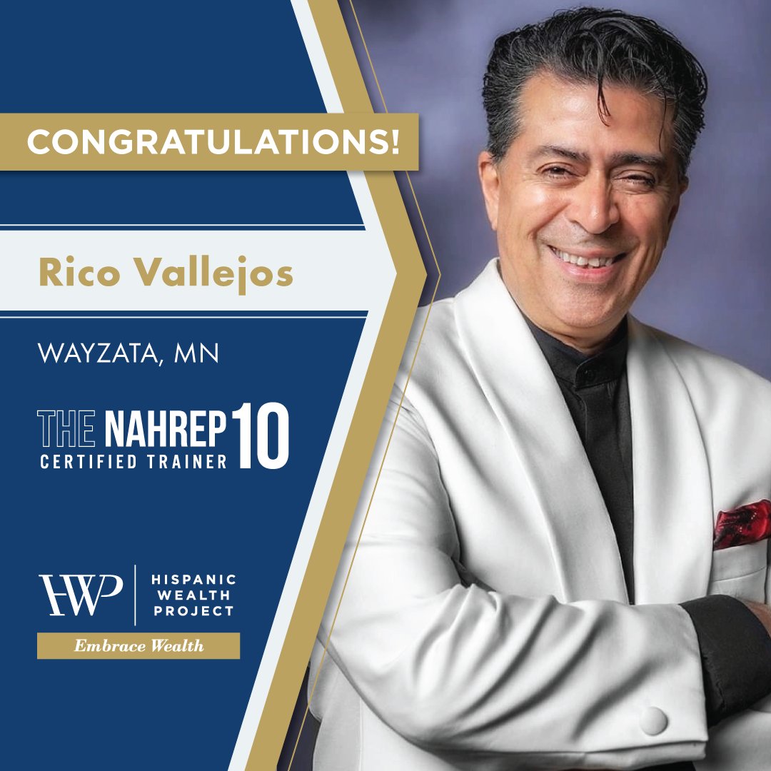 HispWealthProj's tweet photo. Congratulations to Rico Vallejos on becoming a NAHREP 10 certified trainer! This is a fantastic achievement and showcases his commitment to the industry. His knowledge and experience are sure to benefit his clients and peers alike. Once again, Congrats Rico! https://t.co/6pwYpVztKj