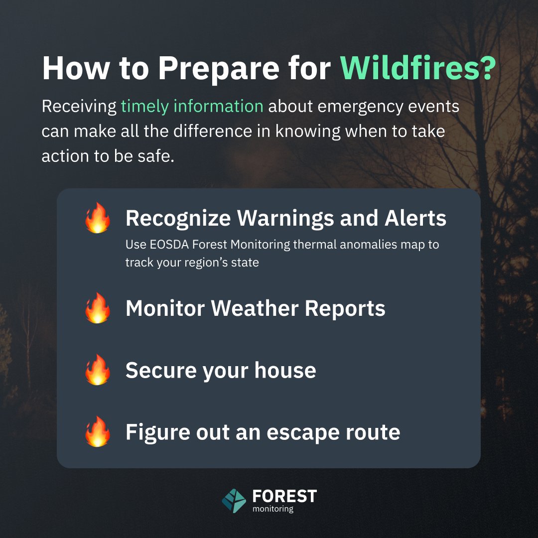 EOSDA_Forest's tweet photo. 🔥 With wildfires predicted to increase by 50% by 2100, preparation is vital. EOSDA Forest Monitoring can help forest managers foresee wildfires and lessen their impact. Receive timely forest fire alerts and monitor your forest stands remotely🌲: https://t.co/KJNrPW1blj https://t.co/wRPwIwsKCn