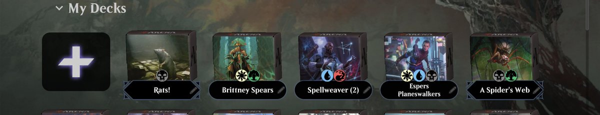 snekSC92's tweet photo. These are my last couple of decks I played. Yes, Brittney Spears is a toxic deck. #MTGA https://t.co/VOeig7WXpr