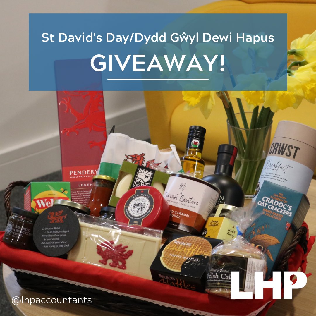 LHP St David’s Day/Dydd Gŵyl Dewi Sant Welsh Hamper GIVEAWAY! Worth over £100. 🤩 The hamper includes: @penderyn.distillery Whiskey & Merlyn @welshbrewtea Coffee & Tea @pembrokeshiregoldrapeseedoil @crwst.cymru Breakfast Gift Set @snowdoniacheese & 3 chutneys