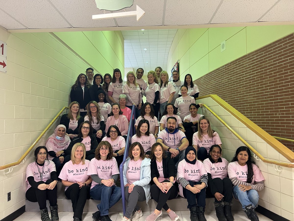 Staff recognize #Pink Shirt Day at Cornell.  #bekind. #tdsb ⁦<a href="/ghumanh2o/">⭕️</a>⁩