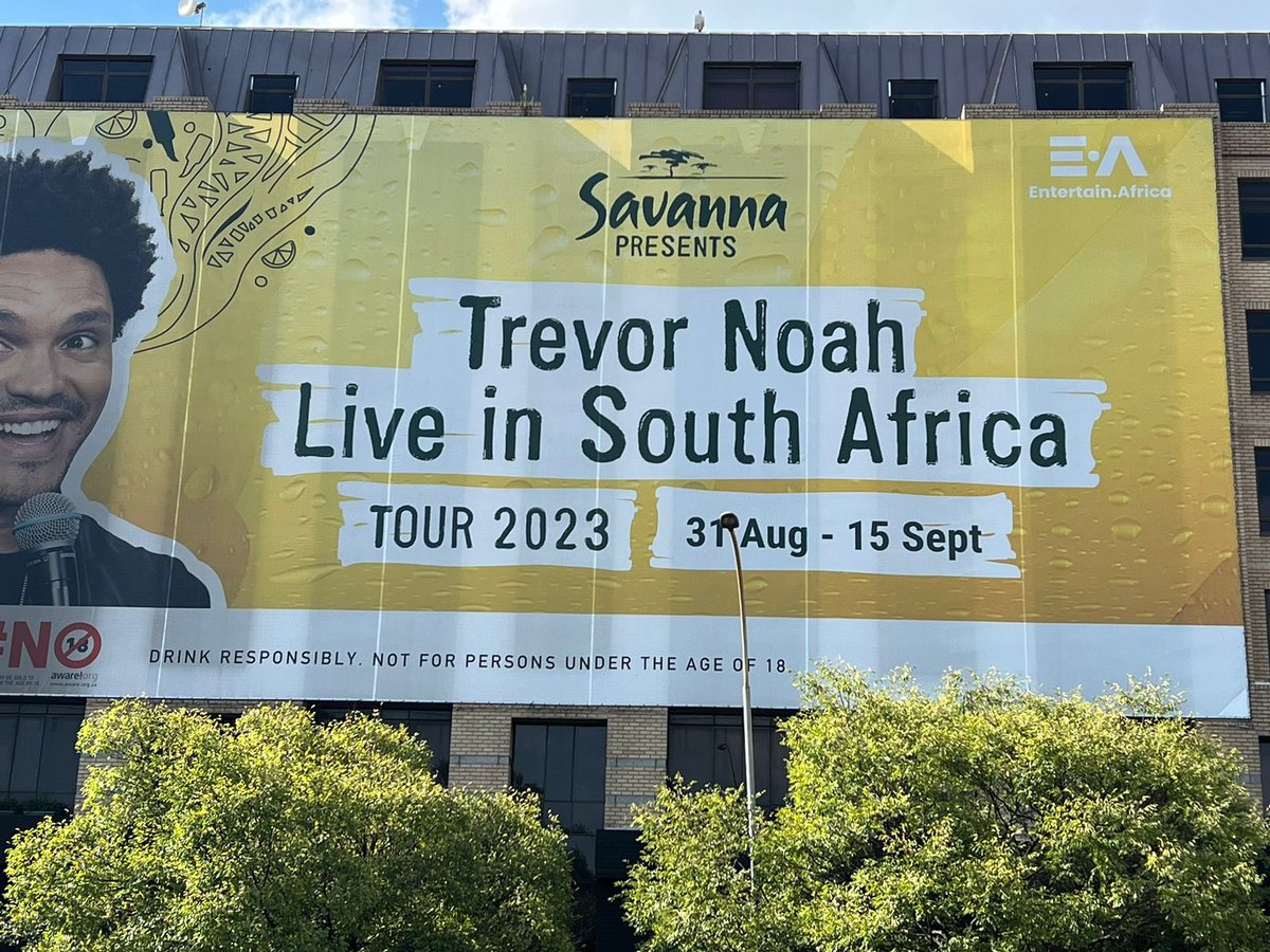 Hi <a href="/Trevornoah/">Trevor Noah</a> and <a href="/HavvaSavanna/">Savanna Cider</a> - thought you’d like to see what Top Flites generator in Rosebank has done to your billboard - what was yellow is now black and the noise pollution residents we have to endure is unacceptable. Complaints are ignored. Your brands look dirty.