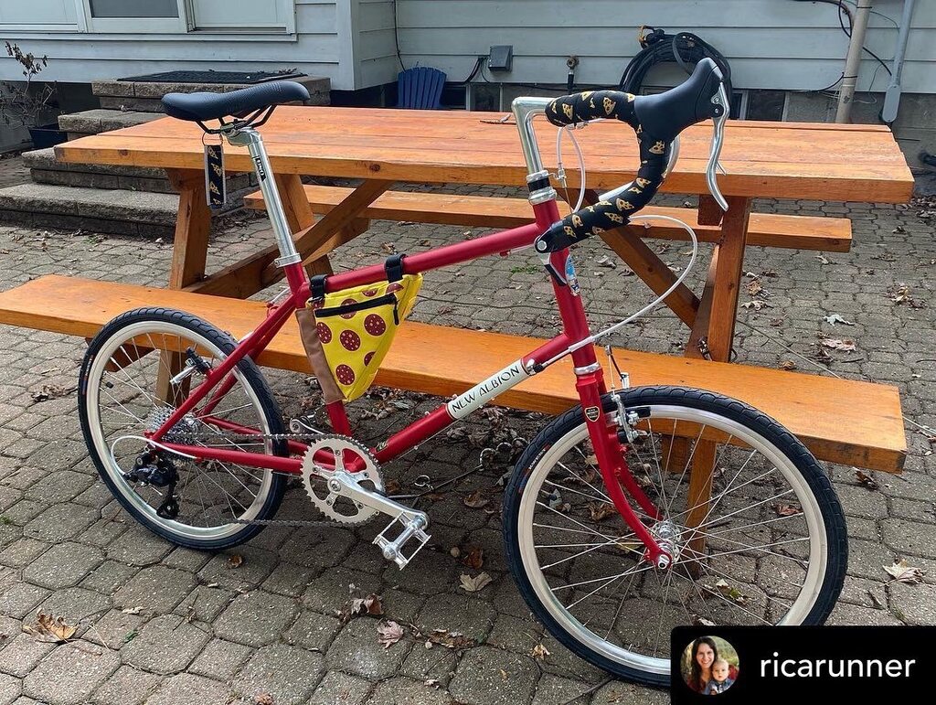 Posted <a href="/withregram/">Repost app</a> • @ricarunner It’s all about the pizza. 🍕 🚴 😋 #newalbioncycles #minivelo #newalbionmicrobrew #pizzapizzapizza instagr.am/p/Co-E4cHLCJv/