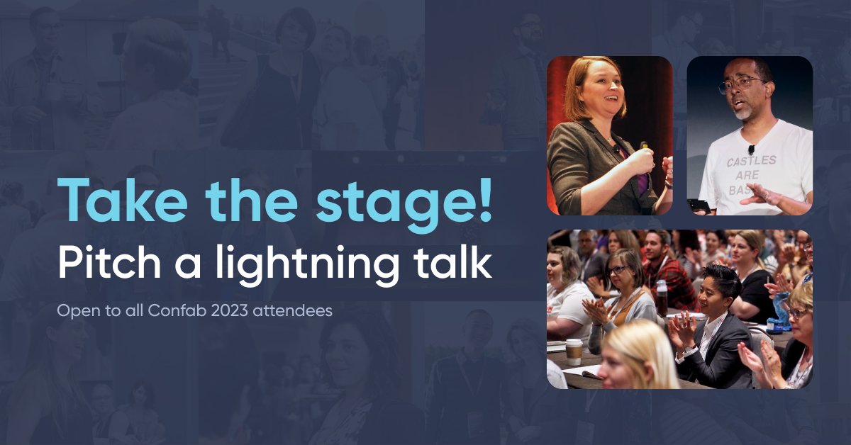 This could be YOU. 🤩

We’re now accepting lightning talk proposals for #Confab2023! Only registered attendees can apply for the chance to take the stage and present a 5-minute “Ignite style” talk: airtable.com/shrOu1XbDxatks…