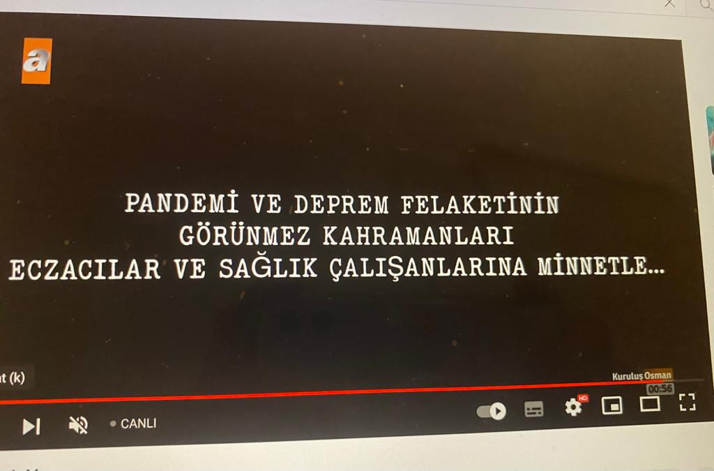 Pandemi ve deprem felaketinin görünmez kahramanları Eczacılar ve sağlık çalışanlarına minnetle...